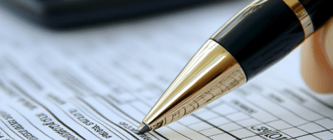 Pen on financial documents